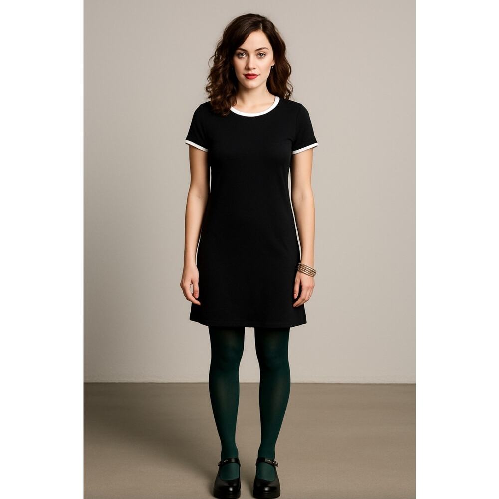 Womens Klassy Network Brami Spectator Black Dress W/ White Contrast Trim Sz M